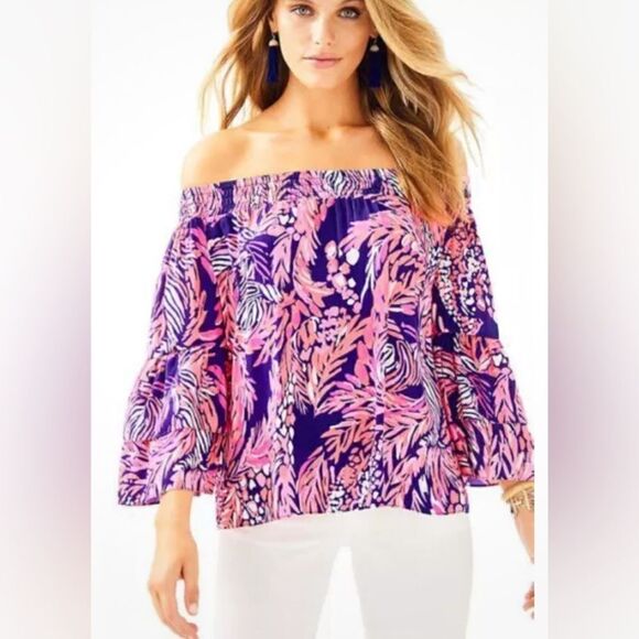 Lilly Pulitzer tobyn off the shoulder top - Picture 1 of 5